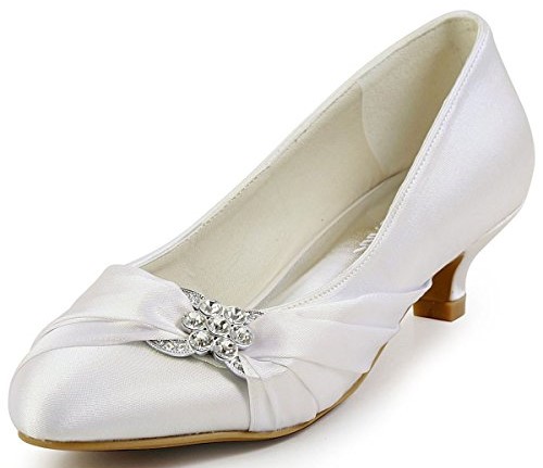 ElegantPark Comfort Heel Rhinestone Satin Bridal Shoes